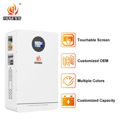 Wandmontierte Energiespeicherbatterie für Zuhause 51.2V 10,24Kwh Batteriepack Batteriespeichersystem