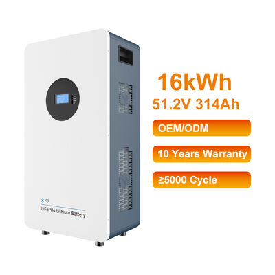 Zuhause Energiespeicher 51.2V 314Ah 16kwh Wandmontiert All in One LiFePO4 Batteriepaket mit langer Lebensdauer