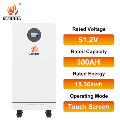 Home Solar Storage System 51.2V 300Ah 15.36kWh with Built-in Wheels Easy Setup Long Life